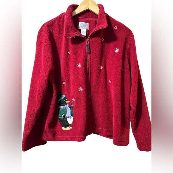 Christopher & Banks Sweaters - Christopher & Banks Red Cardigan  Penguin design Size Large